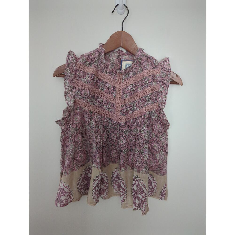 Bell By Alicia Bell Pink Flutter Sleeve Boho Top - Picture 2 of 6